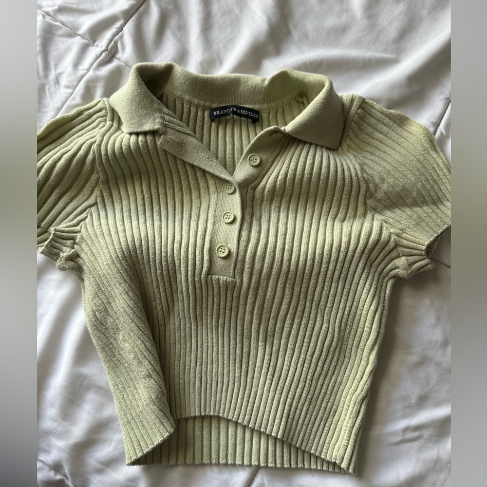 Brandy Melville rib-knit button up